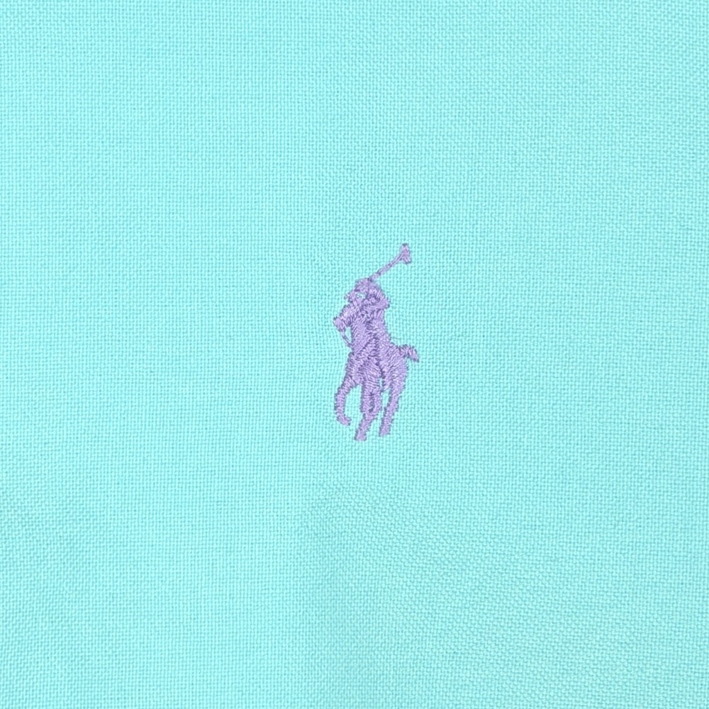 Ralph Lauren S Mint Oxford Button Down Shirt Slim Fit Cotton Pony Mens Aqua - Picture 9 of 10